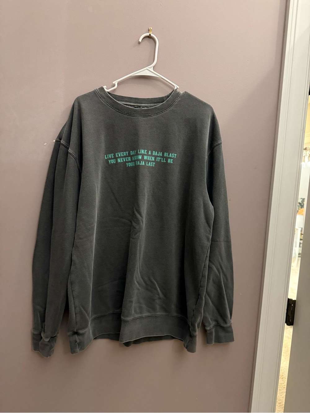 Source Unknown Gray Crewneck Sweatshirt with Teal Graphic